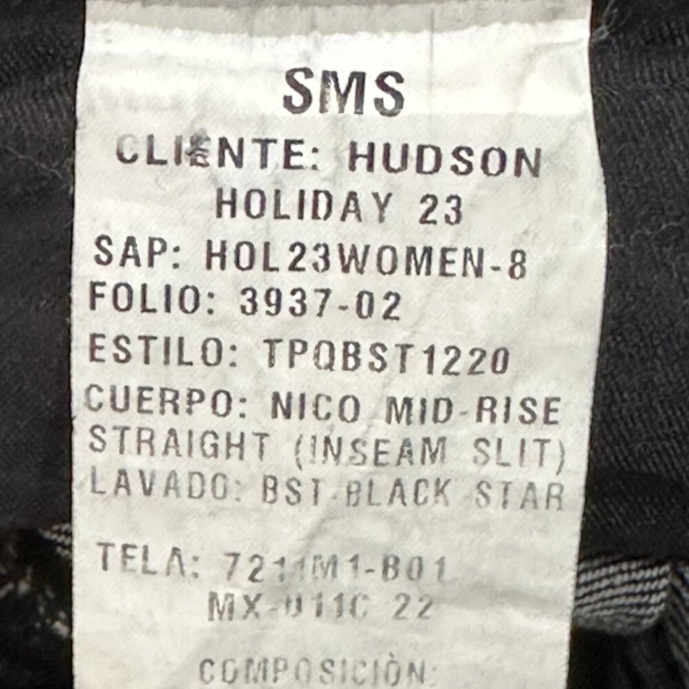 Hudson Nico Mid Rise Straight Inseam Split Black Star Denim Jeans Size 25 NWT - Picture 10 of 11